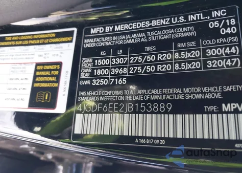 2018 Mercedes-Benz Gls 450 4Matic z USA, uszkodzony, nr VIN 4JGDF6EE2JB153889